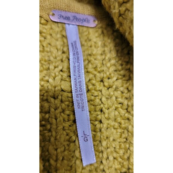 Free People Womens Yellow Pullover Cowl Neck Sweater Long Sleeve Size Large - Picture 8 of 12